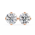 14K White Gold IGI Certified Round Solitaire Stud Earrings, 6 Split Prongs, D-E Color, VVS/VS Clarity