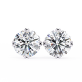 14K White Gold IGI Certified Round Solitaire Stud Earrings, 6 Split Prongs, D-E Color, VVS/VS Clarity
