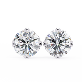 14K White Gold IGI Certified Round Solitaire Stud Earrings, 6 Split Prongs, D-E Color, VVS/VS Clarity