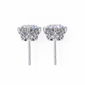 14K White Gold IGI Certified Round Solitaire Stud Earrings, 6 Split Prongs, D-E Color, VVS/VS Clarity