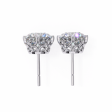 14K White Gold IGI Certified Round Solitaire Stud Earrings, 6 Split Prongs, D-E Color, VVS/VS Clarity