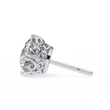 14K White Gold IGI Certified Round Solitaire Stud Earrings, 6 Split Prongs, D-E Color, VVS/VS Clarity