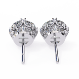 14K White Gold IGI Certified Round Solitaire Stud Earrings, 6 Split Prongs, D-E Color, VVS/VS Clarity