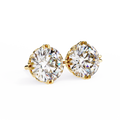 14K White Gold IGI Certified Round Solitaire Stud Earrings, 6 Split Prongs, D-E Color, VVS/VS Clarity