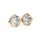 14K White Gold IGI Certified Round Solitaire Stud Earrings, 6 Split Prongs, D-E Color, VVS/VS Clarity