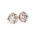 14K White Gold IGI Certified Round Solitaire Stud Earrings, 6 Split Prongs, D-E Color, VVS/VS Clarity