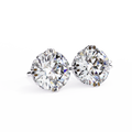 14K White Gold IGI Certified Round Solitaire Stud Earrings, 6 Split Prongs, D-E Color, VVS/VS Clarity