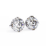 14K White Gold IGI Certified Round Solitaire Stud Earrings, 6 Split Prongs, D-E Color, VVS/VS Clarity