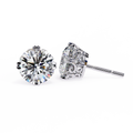 14K White Gold IGI Certified Round Solitaire Stud Earrings, 6 Split Prongs, D-E Color, VVS/VS Clarity