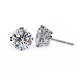 14K White Gold IGI Certified Round Solitaire Stud Earrings, 6 Split Prongs, D-E Color, VVS/VS Clarity