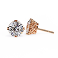 14K White Gold IGI Certified Round Solitaire Stud Earrings, 6 Split Prongs, D-E Color, VVS/VS Clarity