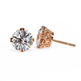 14K White Gold IGI Certified Round Solitaire Stud Earrings, 6 Split Prongs, D-E Color, VVS/VS Clarity