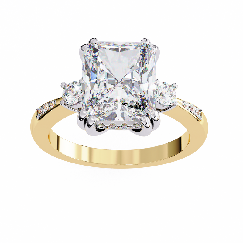 14k IGI certified radiant ring with E-F color VVS-VS clarity diamonds 135