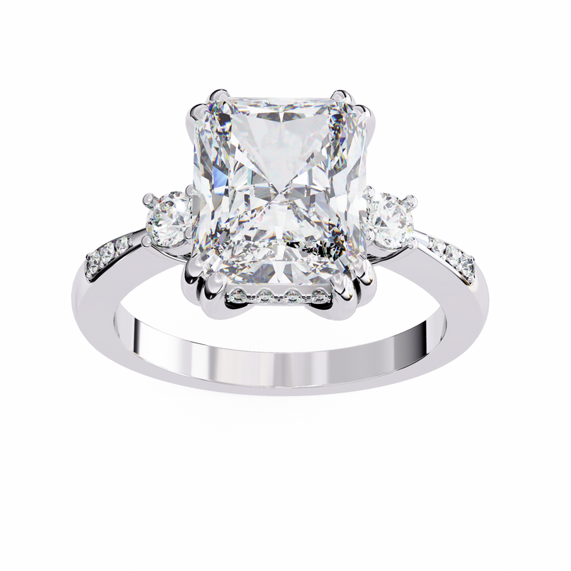 14k IGI certified radiant ring with E-F color VVS-VS clarity diamonds 135