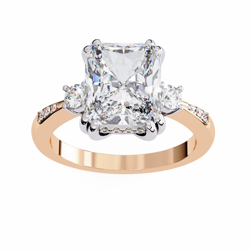 14k IGI certified radiant ring with E-F color VVS-VS clarity diamonds 135