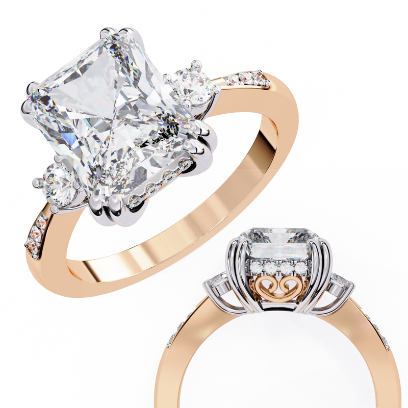 14k IGI certified radiant ring with E-F color VVS-VS clarity diamonds 135