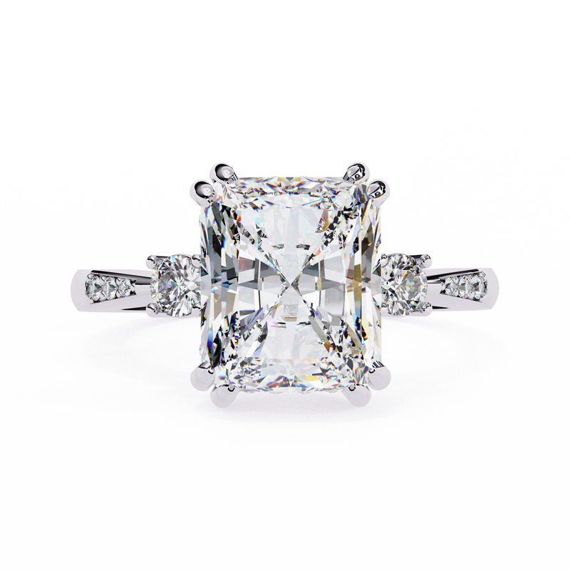 14k IGI certified radiant ring with E-F color VVS-VS clarity diamonds 135