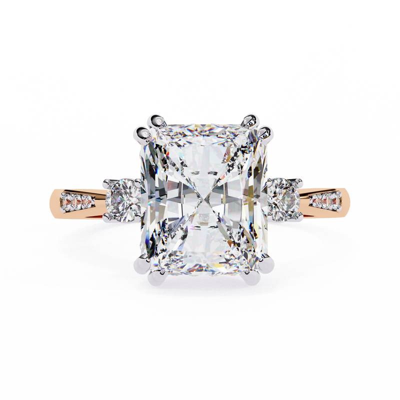 14k IGI certified radiant ring with E-F color VVS-VS clarity diamonds 135