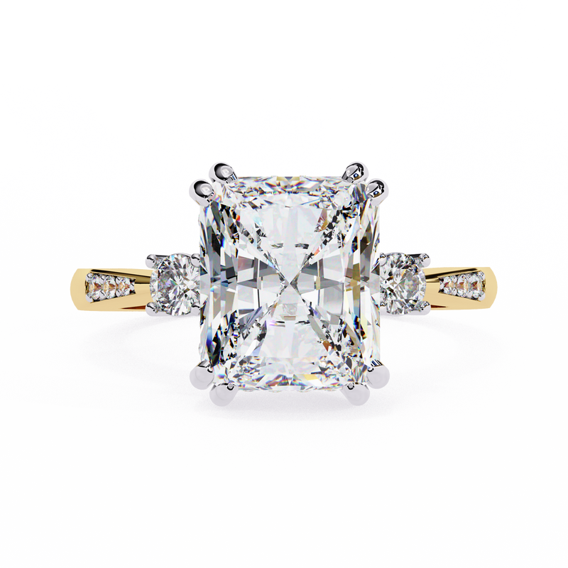 14k IGI certified radiant ring with E-F color VVS-VS clarity diamonds 135