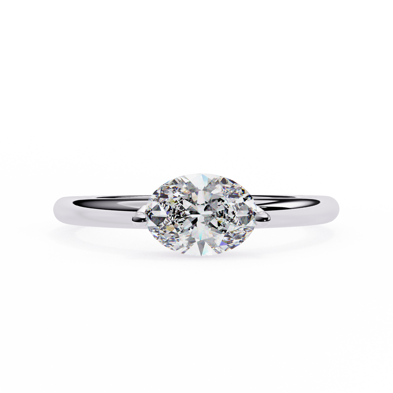 14K Lab Grown Diamond Oval Solitaire Engagement Ring, E-F Color, VVS-VS Clarity