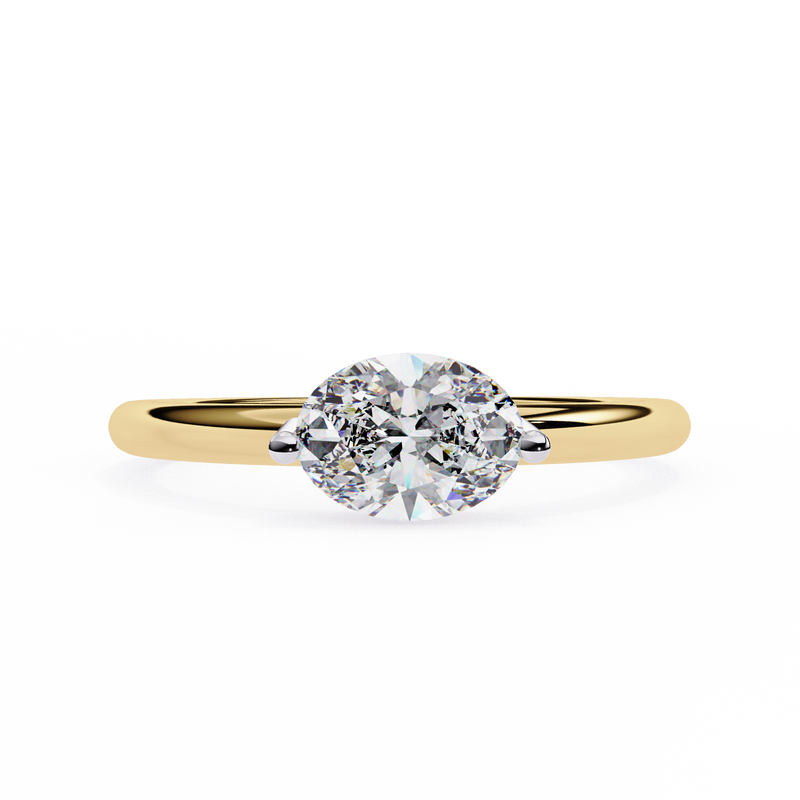 14K Lab Grown Diamond Oval Solitaire Engagement Ring, E-F Color, VVS-VS Clarity