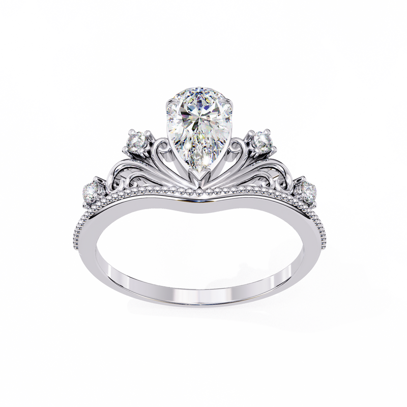 14k IGI certified pear ring with E-F color VVS-VS clarity diamonds 137