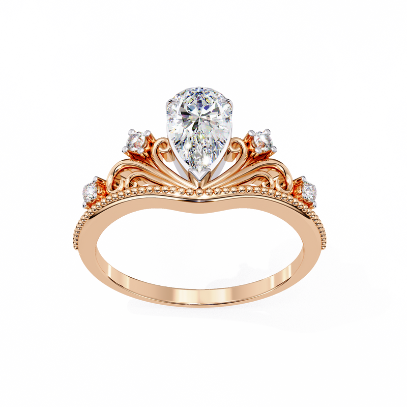 14k IGI certified pear ring with E-F color VVS-VS clarity diamonds 137