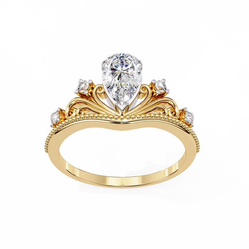 14k IGI certified pear ring with E-F color VVS-VS clarity diamonds 137