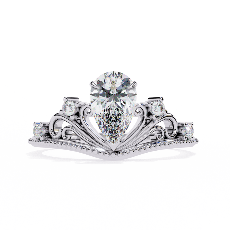 14k IGI certified pear ring with E-F color VVS-VS clarity diamonds 137