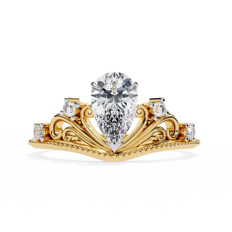 14k IGI certified pear ring with E-F color VVS-VS clarity diamonds 137