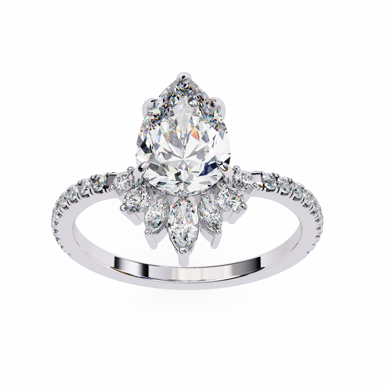 14k IGI certified pear ring with E-F color VVS-VS clarity diamonds 139