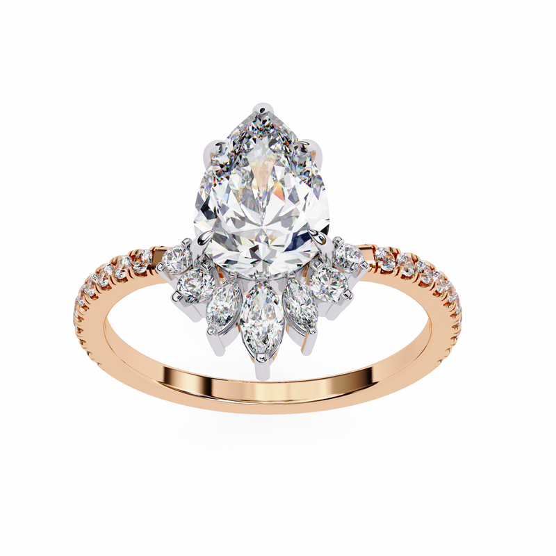 14k IGI certified pear ring with E-F color VVS-VS clarity diamonds 139