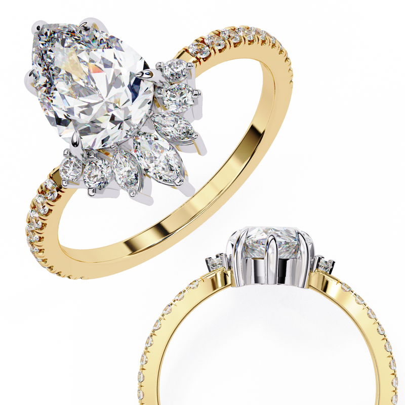 14k IGI certified pear ring with E-F color VVS-VS clarity diamonds 139