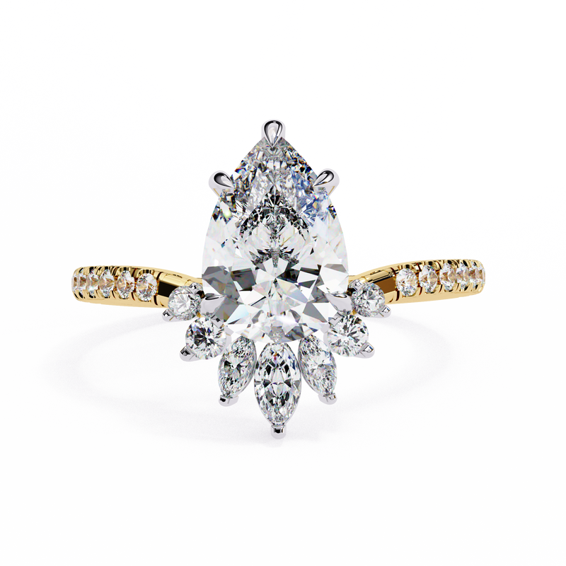 14k IGI certified pear ring with E-F color VVS-VS clarity diamonds 139