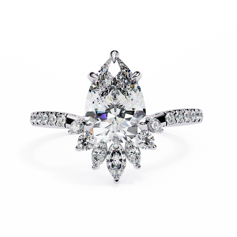 14k IGI certified pear ring with E-F color VVS-VS clarity diamonds 139