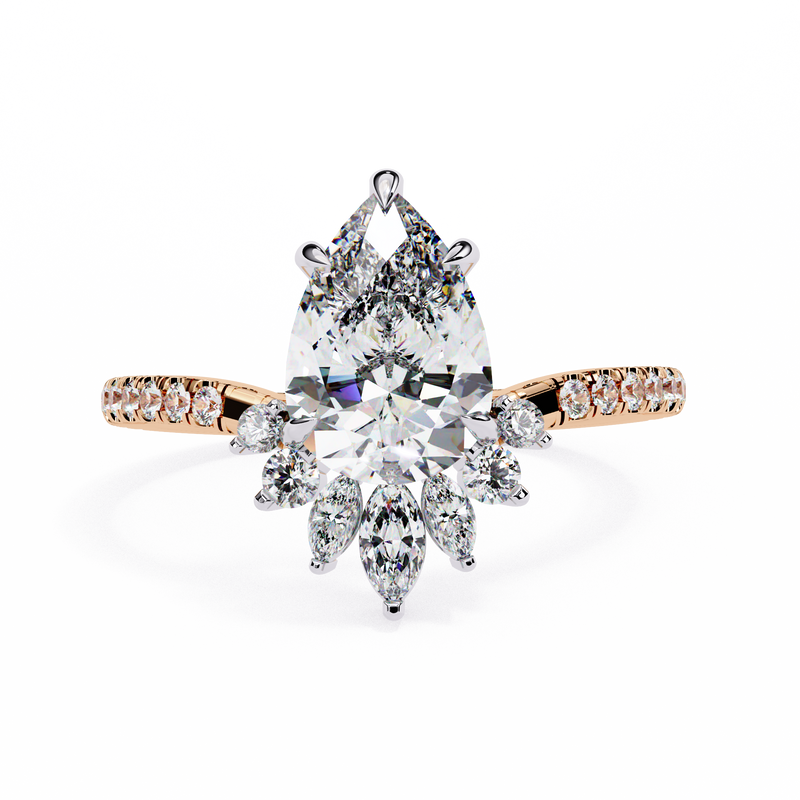 14k IGI certified pear ring with E-F color VVS-VS clarity diamonds 139