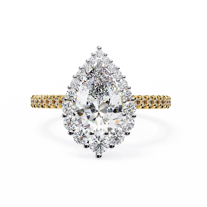 14k IGI certified pear ring with E-F color VVS-VS clarity diamonds 140
