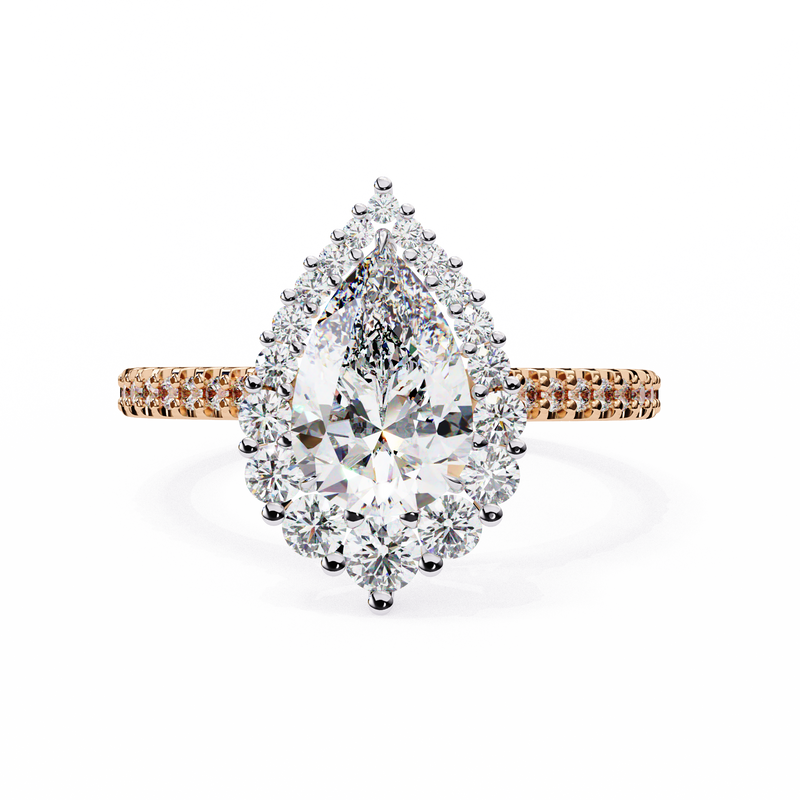 14k IGI certified pear ring with E-F color VVS-VS clarity diamonds 140