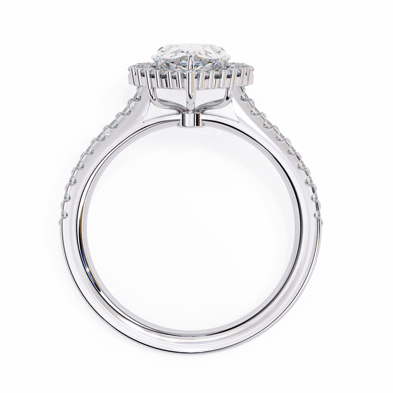14k IGI certified pear ring with E-F color VVS-VS clarity diamonds 140