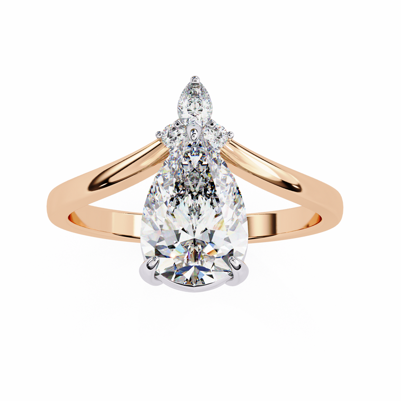 14k IGI certified pear ring with E-F color VVS-VS clarity diamonds 141