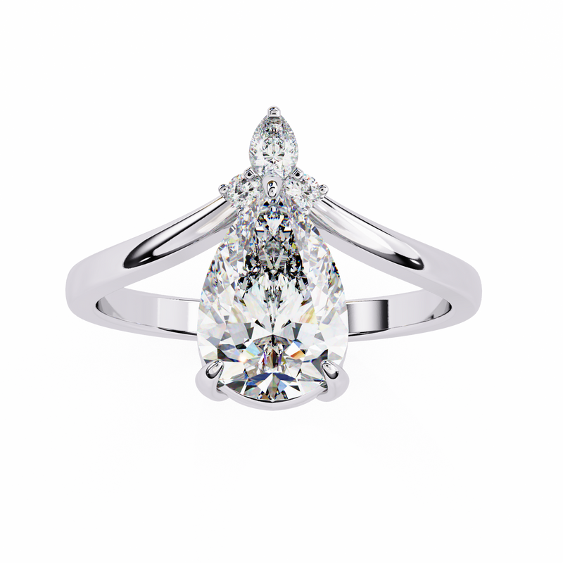 14k IGI certified pear ring with E-F color VVS-VS clarity diamonds 141