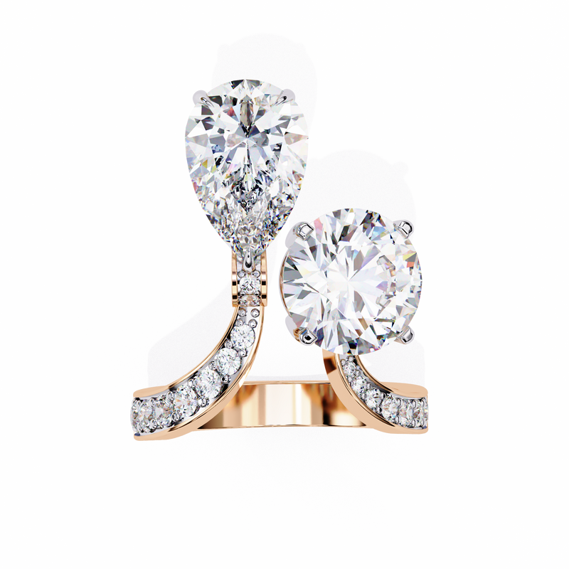 14k IGI certified pear ring with E-F color VVS-VS clarity diamonds 150