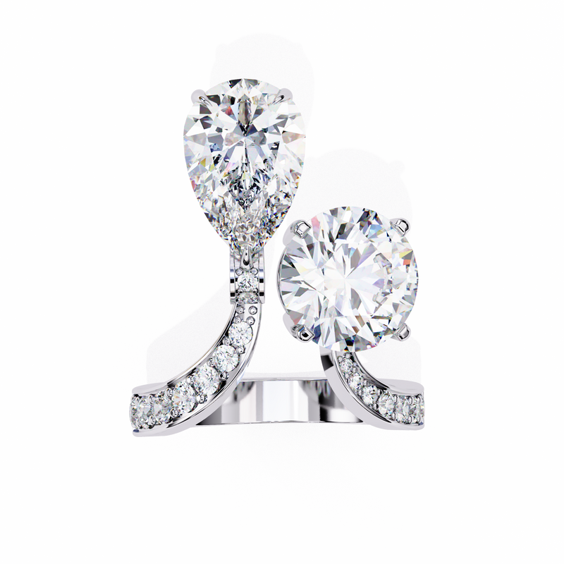 14k IGI certified pear ring with E-F color VVS-VS clarity diamonds 150
