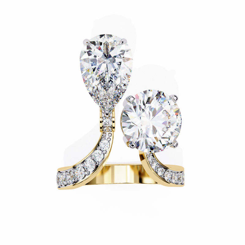 14k IGI certified pear ring with E-F color VVS-VS clarity diamonds 150
