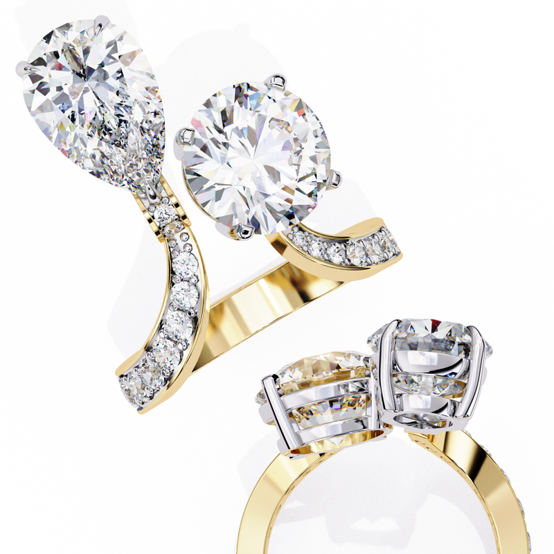 14k IGI certified pear ring with E-F color VVS-VS clarity diamonds 150