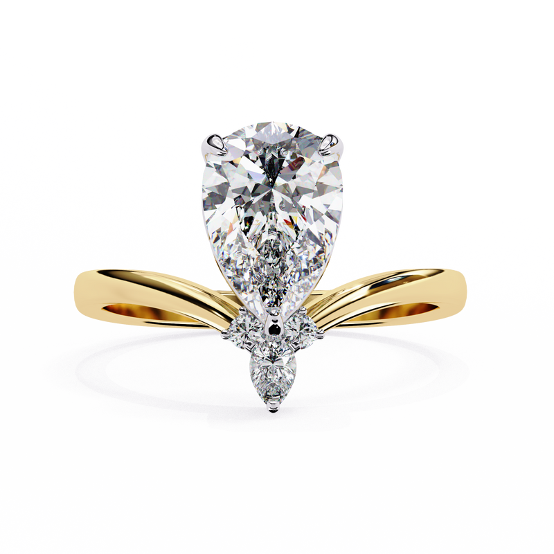 14k IGI certified pear ring with E-F color VVS-VS clarity diamonds 141