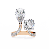 14K Lab Grown Diamond Pear Two Stone Ring, E-F Color, VVS-VS Clarity