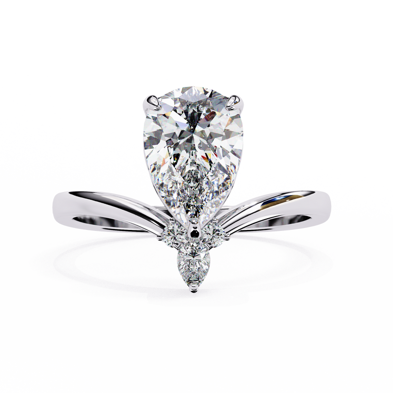 14k IGI certified pear ring with E-F color VVS-VS clarity diamonds 141