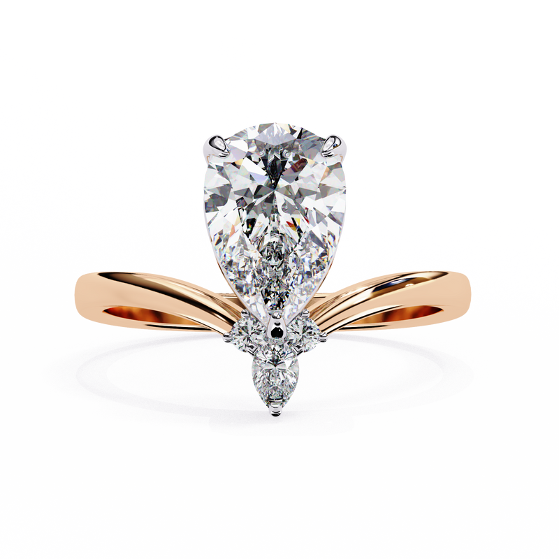14k IGI certified pear ring with E-F color VVS-VS clarity diamonds 141