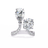 14K Lab Grown Diamond Pear Two Stone Ring, E-F Color, VVS-VS Clarity